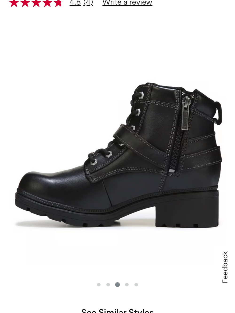 Women's Black Leather Lace-Up Ankle Boots with Side Zip